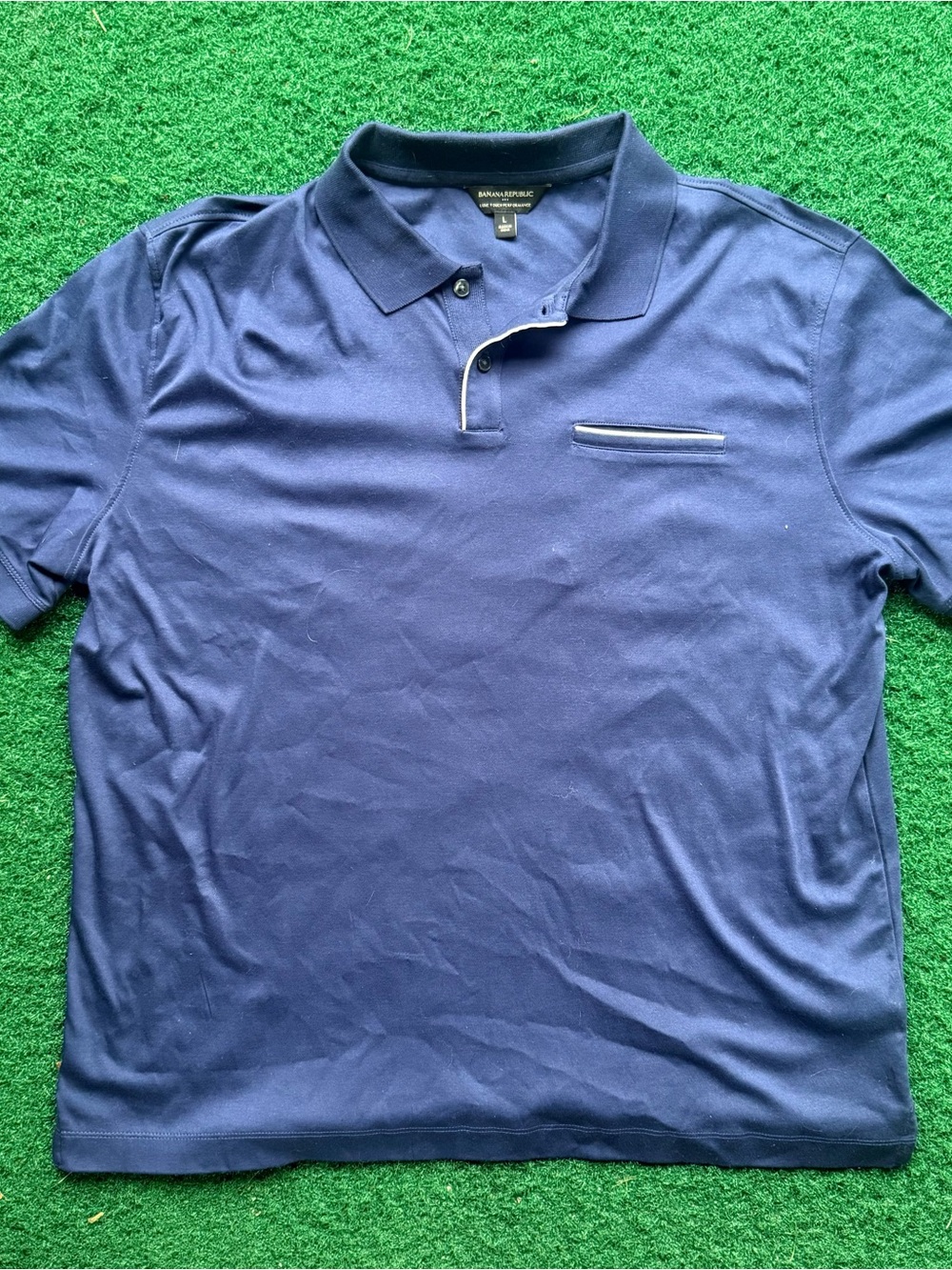 Banana Republic Men's Deep Blue Polo with Pocket Trim